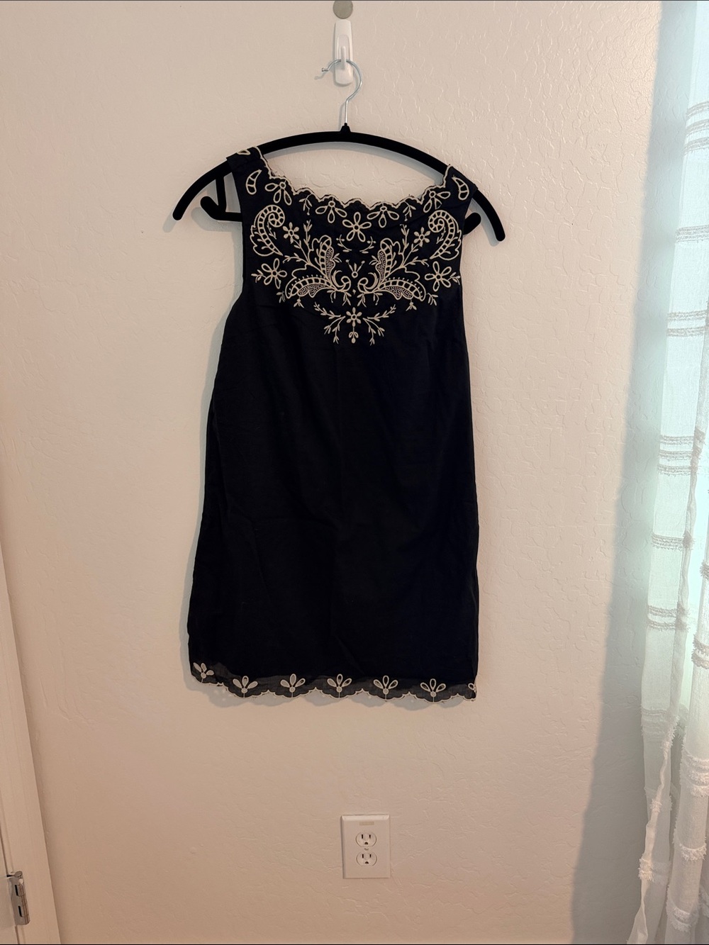 Abercrombie & Fitch Black Mini Dress with Cream Embroidery